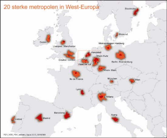 Figuur 2.2.3: Metropolen in West-Europa
