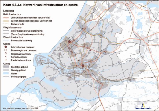 Kaart 4.6.3.a Netwerk van infrastructuur en centra